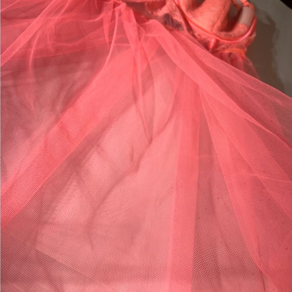 Victoria Secret Whimsigoth Bra Slip Fairy Dress 34C orange peach sheer Nightie - Picture 4 of 11